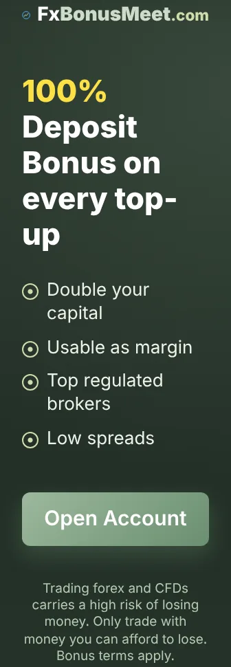 100% forex deposit bonus on every top-up – open account